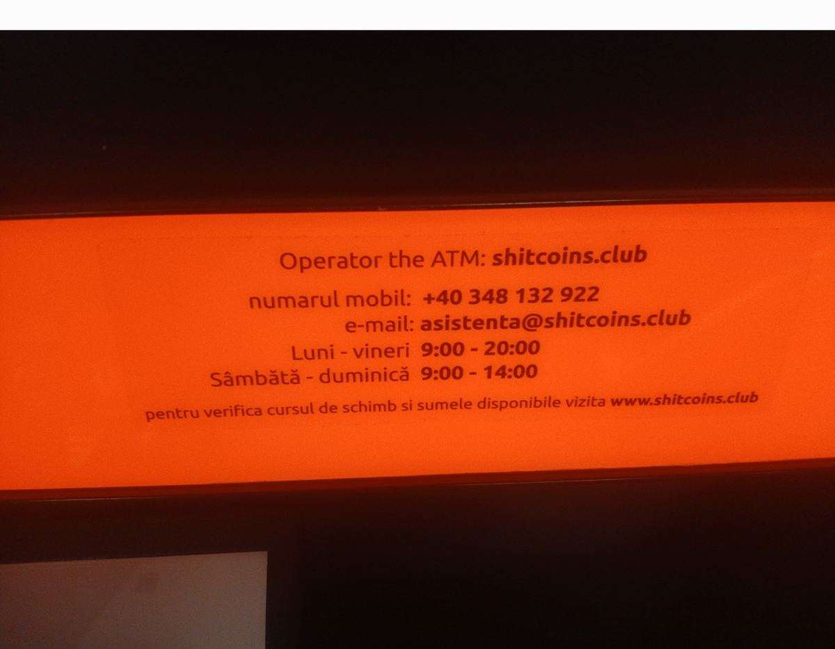 Operator details printed on the machine