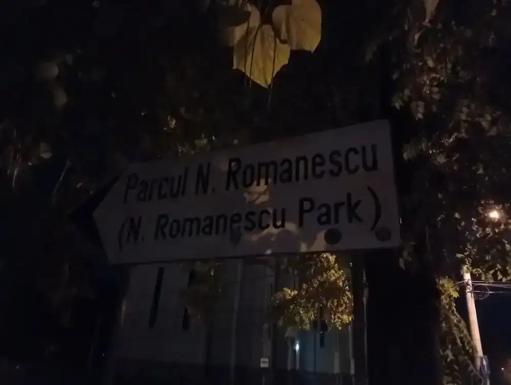 The bilingual road sign that points you there, photographed at night
