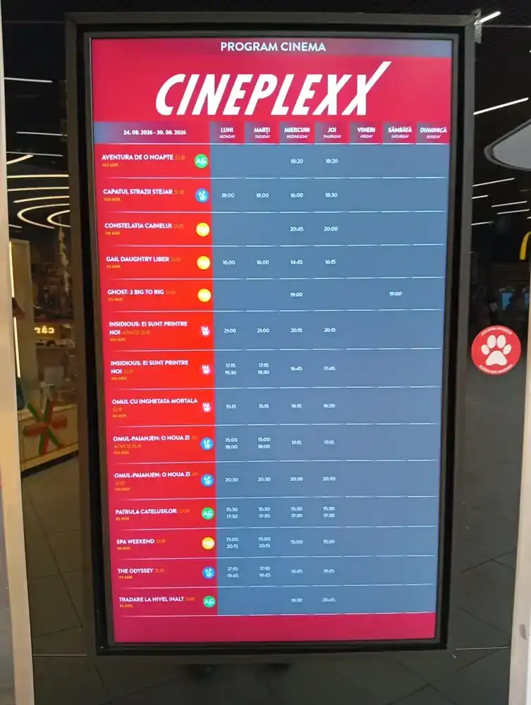 The programme board for the week of 24–30 August 2026 — a snapshot of one week, not a live listing
