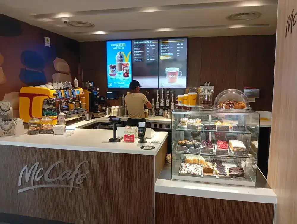 The McCafé counter — its own machine and its own barista