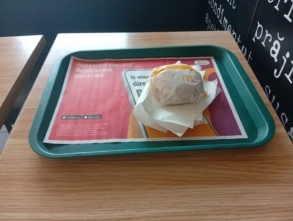 The 8.50 lei cheeseburger, 23 August 2026 — the one on the receipt